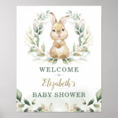 Poster Chic Lapin Lapin Verdure Gold Wreath Bienvenue (Devant)
