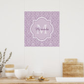 Poster Chic Lavande Purple Damask Monogramme Avec Nom (Cuisine)