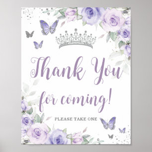 Poster Chic Lavande violet Floral Quinceañera Merci