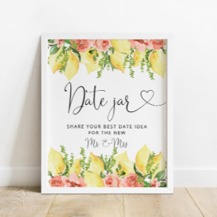 Poster Chic Lemon Floral Date Jar Fête des mariées
