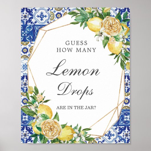 Poster Chic Lemon Floral Guess Lemon Drops dans Jar Game (Devant)