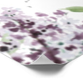 Poster Chic Lilac Purple Floral Mariage Carte de siège (Coin)