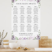 Poster Chic Lilac Purple Floral Mariage Carte de siège (Cuisine)
