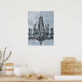 Poster Chic lustre bleu Grunge (Cuisine)