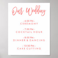Poster Chic Mâle Lettre Mariage Jour De L'Horaire