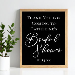 Poster Chic Mariage Blanc Personnalisé Fête de Fiançaille