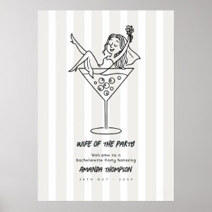 Poster Chic Martini Doodle Femme de la Fête Enterrement d