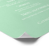 Poster Chic Mint Green Typographie Mariage Menu (Coin)