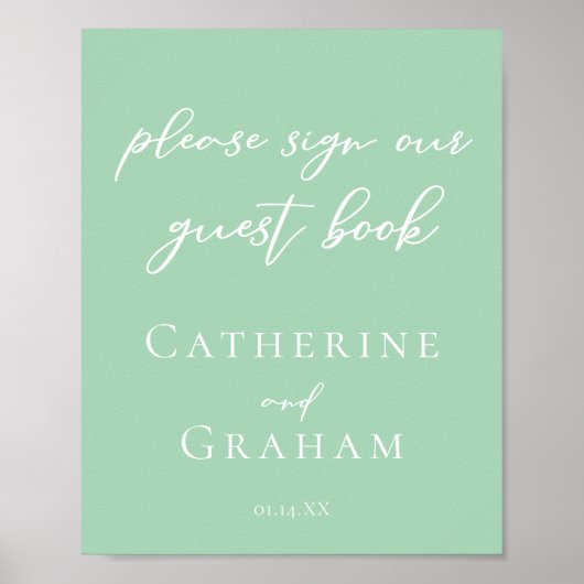Poster Chic Mint Mariage Vert Signer Notre Invité Livre P (Devant)