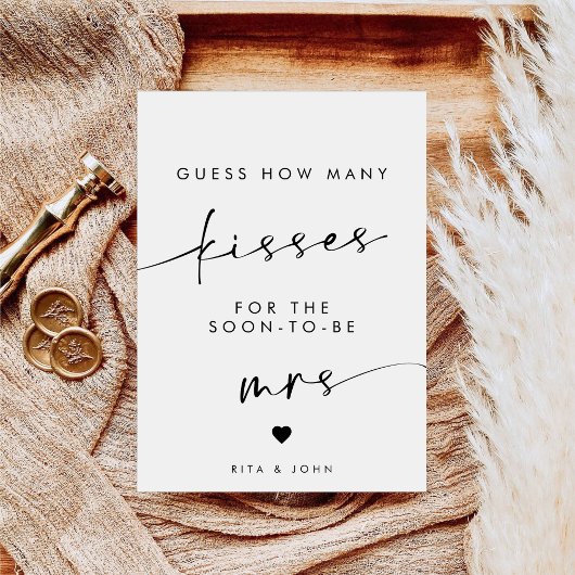 Poster Chic Modern Kisses pour Mme Fête des mariées Jeu S