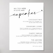 Poster Chic Moderne Dessert Cupcake Menu Mariage Signal (Devant)