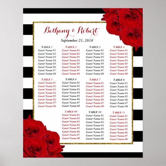 Poster Chic Moderne Luxe Mariage Collection - Roses rouge (Devant)