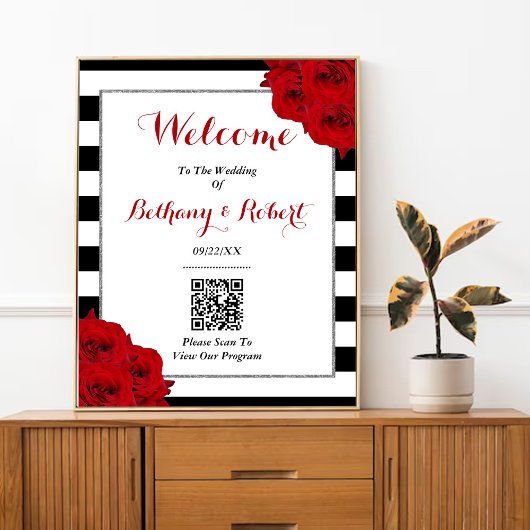 Poster Chic Moderne Luxe Mariage Collection - Roses rouge