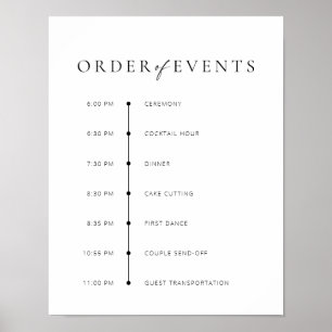 Poster Chic + moderne Script Mariage Ordre des événements