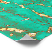 Poster Chic Motif en marbre Turquoise Or (Coin)