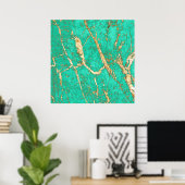 Poster Chic Motif en marbre Turquoise Or (Bureau à domicile)