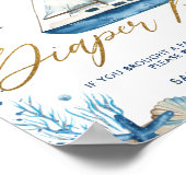 Poster Chic Nautical Boat Gold Baby Shower Diaper Raffle  (Coin)