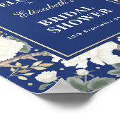 Poster Chic Navy Blue Chinoiserie Fête des mariées Bienve (Coin)