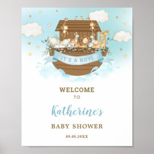 Poster Chic Noah's Ark Boy Baby shower Bienvenue