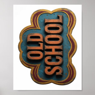Poster Chic Orange OLD SCHOOL Design Audacieux