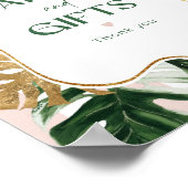 Poster Chic palm rose rayures nuptiale Cartes et cadeaux (Coin)