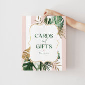 Poster Chic palm rose rayures nuptiale Cartes et cadeaux