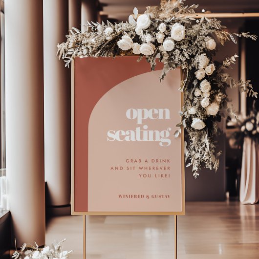 Poster Chic pêche en terre cuite arche mariage Open Seati