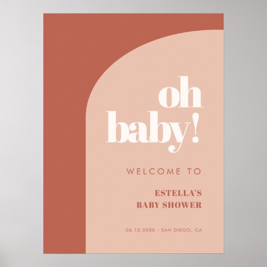 Poster Chic pêche en terre cuite arche Oh Baby Welcome (Devant)