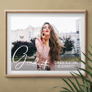 Poster Chic Photo Félicitations Diplômé