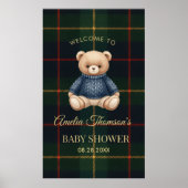 Poster Chic Preppy Teddy Bear Baby Shower  (Devant)