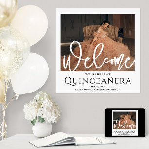 Poster Chic Quinceañera Bienvenue Photo 15e anniversaire 