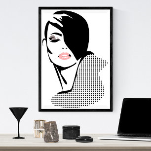 Poster Chic retro dots fashion girl
