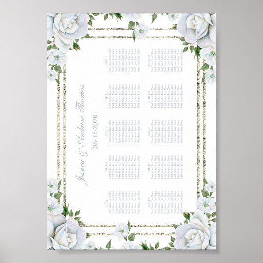 Poster Chic Rose & Argent Bordure Platine Plastique (Devant)