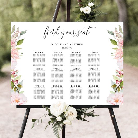 Poster Chic Rose Blush, Rose Gold Mariage de siège graphi