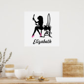 Poster Chic rose et noir femme de la mode Silhouette (Cuisine)