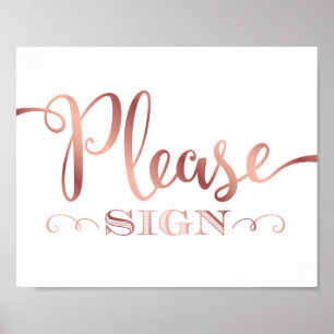 Poster Chic Rose Gold S'IL VOUS PLAÎT SIGNER Signer Impri