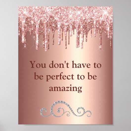 Poster Chic Rose Parties scintillant or Sparkle Motivatio (Devant)