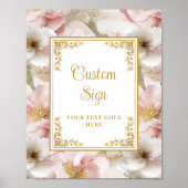 Poster Chic rose poussiéreux fleurs et or mariage 8x10 si (Devant)