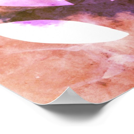 Poster Chic Rose violet Feuilles Abstrait Peinture (Coin)