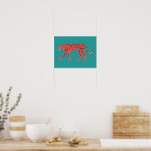 Poster Chic Rouge Cheetah Bleu oriental (Cuisine)
