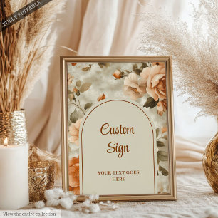 Poster Chic Rouillé Beige Vert Sauge Floral Personnalisé