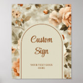 Poster Chic Rouillé Beige Vert Sauge Floral Personnalisé  (Devant)