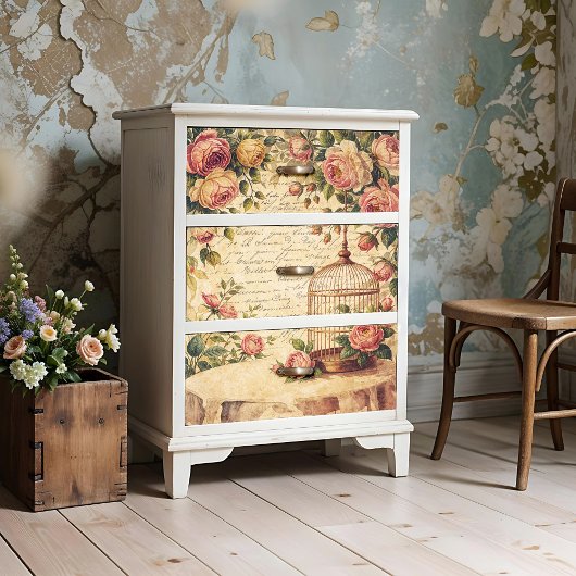 Poster Chic Shabby Birdcage Ou Papier Découpage