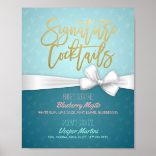Poster Chic Signature Cocktail Boisson Menu Décor Mariage