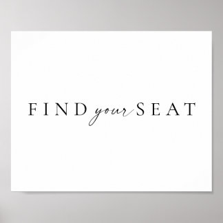 Poster Chic + Simple Mariage Script Trouvez Votre Siège S
