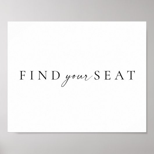 Poster Chic + Simple Mariage Script Trouvez Votre Siège S (Devant)
