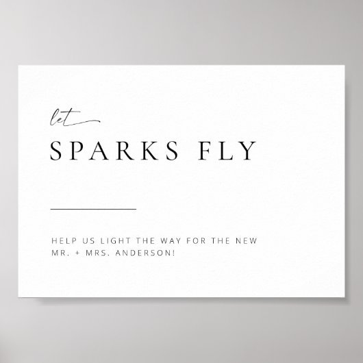 Poster Chic + Simple Moderne Mariage Sparkler Sparkler Si (Devant)