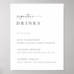 Poster Chic + Simple Script Mariage Signature Boissons Si