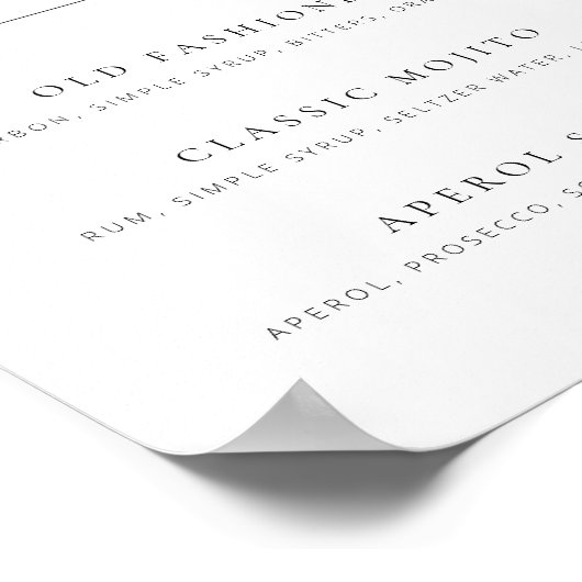 Poster Chic + Simple Script Mariage Signature Boissons Si (Coin)
