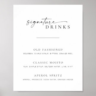 Poster Chic + Simple Script Mariage Signature Boissons Si